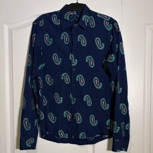 Scotch & Soda Blue Paisley Button Down Shirt